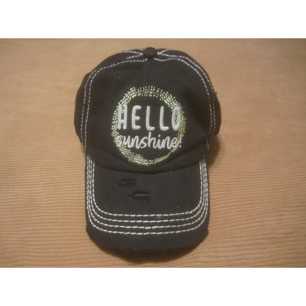 KBETHOS Vintage Hat Cap Strap Back Black Hello Sunshine Embroidered Womens